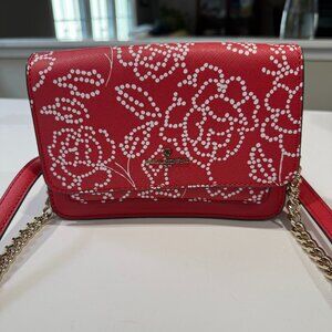 Karl Lagerfeld Amelie Saffaino Red and White Rose Crossbody bag